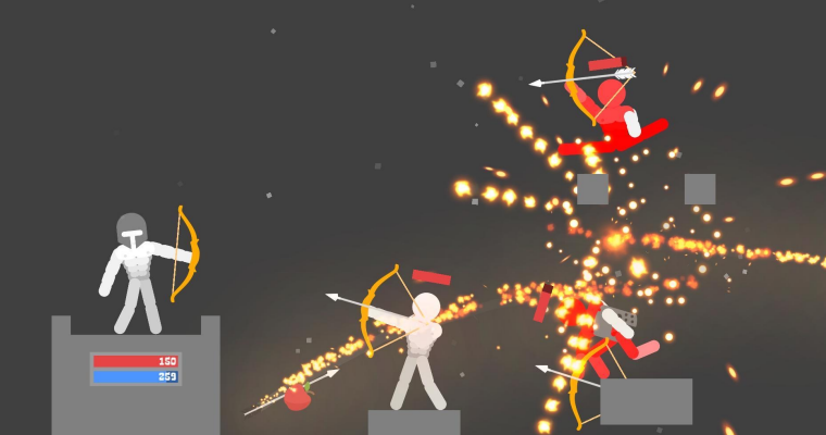Level Devil physics archery shooting game screenshot showing stickman archer preparing to attack